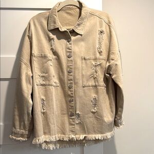 Stylish Tan Distressed Women's Jacket